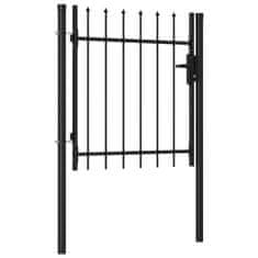 Petromila vidaXL Jednokrídlová plotová brána s hrotmi, oceľ 1x1 m, čierna