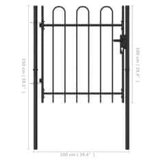 Petromila vidaXL Jednokrídlová plotová brána s oblúkom, oceľ 1x1 m, čierna