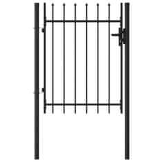 Petromila vidaXL Jednokrídlová plotová brána s hrotmi, oceľ 1x1,2 m, čierna