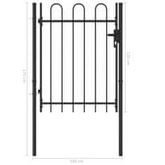 Petromila vidaXL Jednokrídlová plotová brána s oblúkom, oceľ 1x1,2 m, čierna