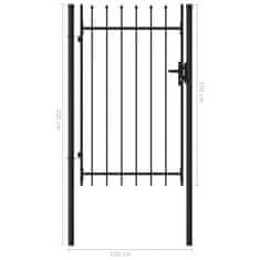 Petromila vidaXL Jednokrídlová plotová brána s hrotmi, oceľ 1x1,5 m, čierna