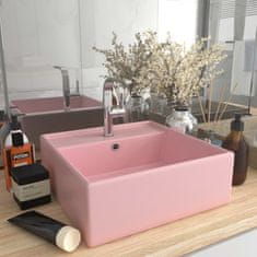 Vidaxl Luxusné umývadlo, prepad, matné ružové 41x41 cm, keramika