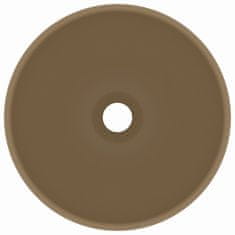 Vidaxl Luxusné umývadlo, okrúhle, matné krémové 32,5x14 cm, keramika