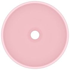 Vidaxl Luxusné umývadlo, okrúhle, matné ružové 32,5x14 cm, keramika