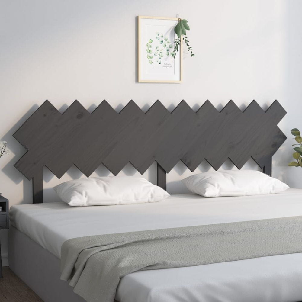 Vidaxl Čelo postele sivé 196x3x80,5 cm masívna borovica