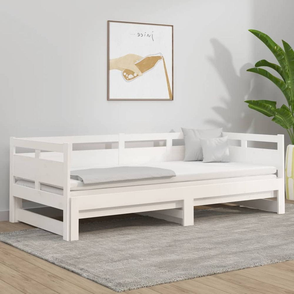 Petromila vidaXL Rozkladacia denná posteľ biela borovicový masív 2x(80x200) cm