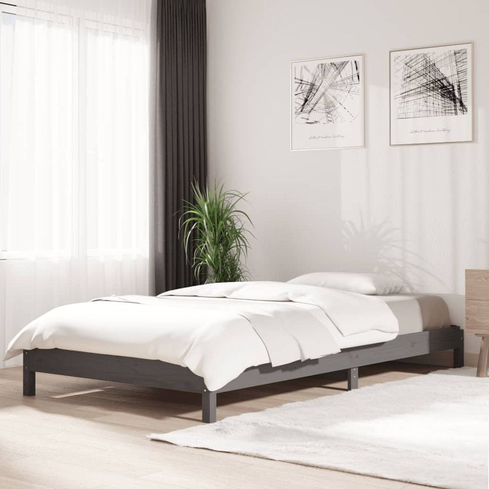 Petromila vidaXL Stohovateľná posteľ sivá 100x200 cm borovicový masív