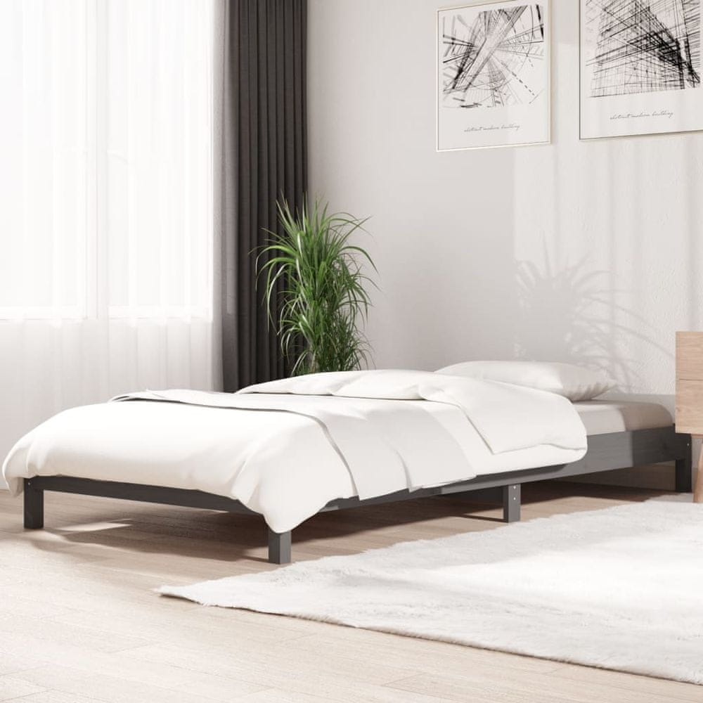 Petromila vidaXL Stohovateľná posteľ sivá 75x190 cm borovicový masív