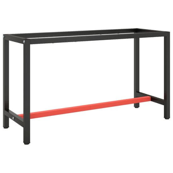 Petromila vidaXL Rám pracovného stola matný čierny a matný červený 140x50x79 cm kov