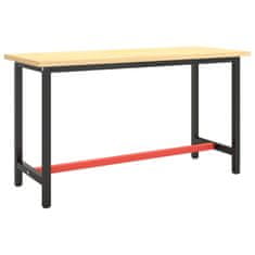 Vidaxl Rám pracovného stola matný čierny a matný červený 140x50x79 cm kov