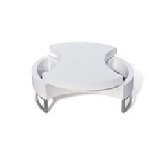 Vidaxl Konferenčný stolík s nastaviteľným tvarom, vysoko lesklá biela farba