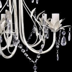 Vidaxl Krištáľový visiaci luster, elegantný, biely, 5 objímok na žiarovky