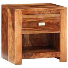 Vidaxl Nočný stolík s 1 zásuvkou, drevený masív sheesham