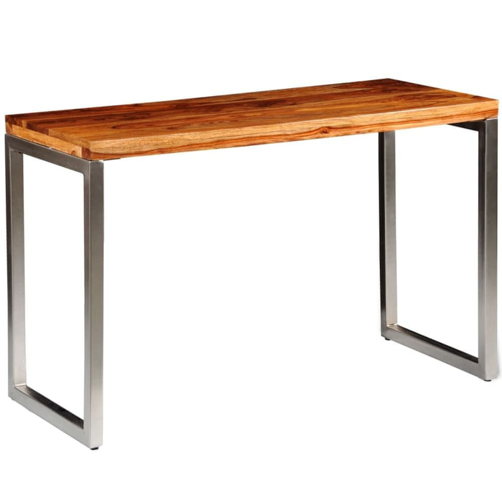Petromila vidaXL Kancelársky/kuchynský stôl z dreveného masívu sheesham, oceľové nohy
