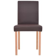 Vidaxl Jedálenský stôl a stoličky, 7 ks, umelá koža a dubové drevo, hnedé