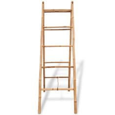 Vidaxl Dvojitý vešiak na uteráky, rebrík s 5 priečkami, bambus, 50x160 cm