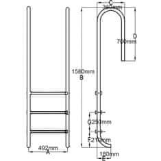 Vidaxl Bazénový rebrík s 3 schodíkmi, nehrdzavejúca oceľ 304, 120 cm