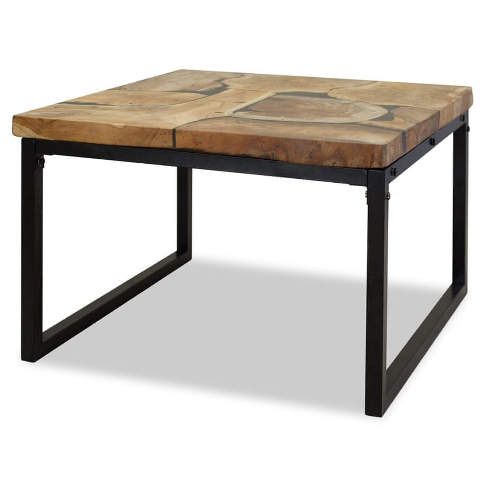 Petromila vidaXL Konferenčný stolík, teakové drevo a živica 60x60x40 cm