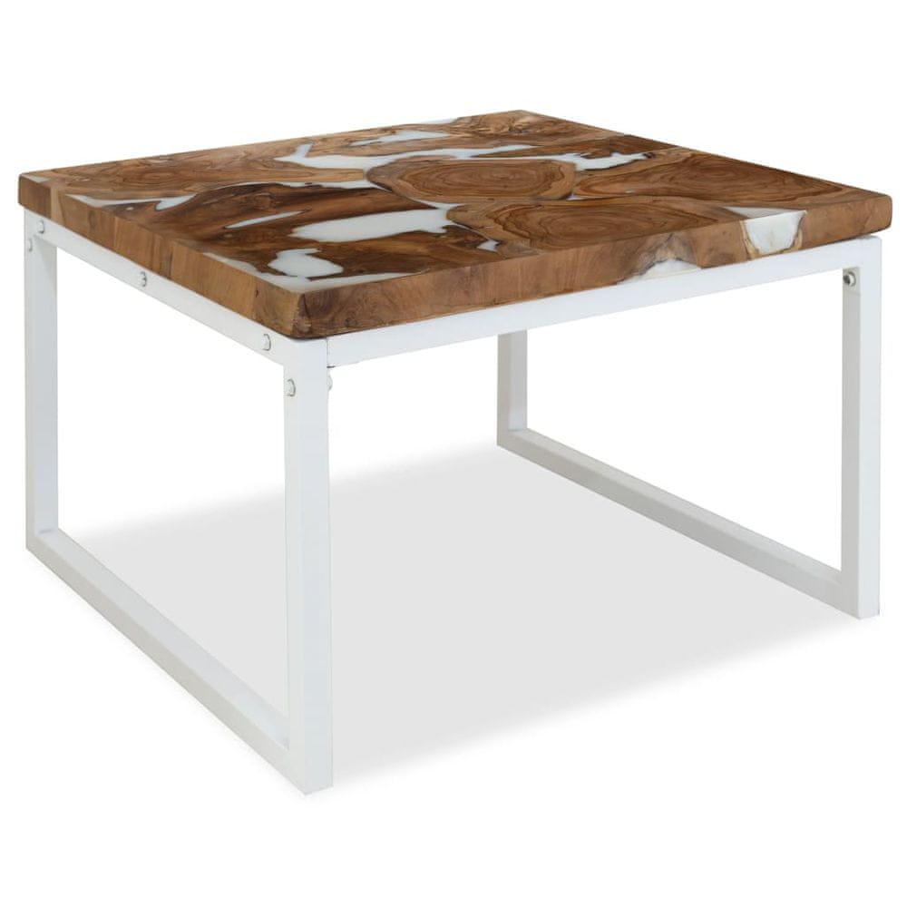 Petromila vidaXL Konferenčný stolík, teakové drevo a živica 60x60x40 cm