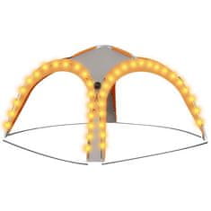 Vidaxl Párty stan s LED a 4 bočnými stenami 3,6x3,6x2,3 m sivo-oranžový