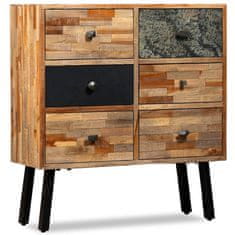 Greatstore Bočná skrinka so 6 zásuvkami, masívne recyklované drevo, 70x30x76 cm
