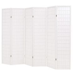 Vidaxl Skladací paraván so 6 panelmi, japonský štýl 240x170 cm, biely