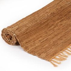 Vidaxl Ručne tkaný chindi koberec, koža, 160x230 cm, bledohnedý