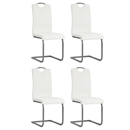 Vidaxl Jedálenské stoličky, perová kostra 4 ks, biele, umelá koža