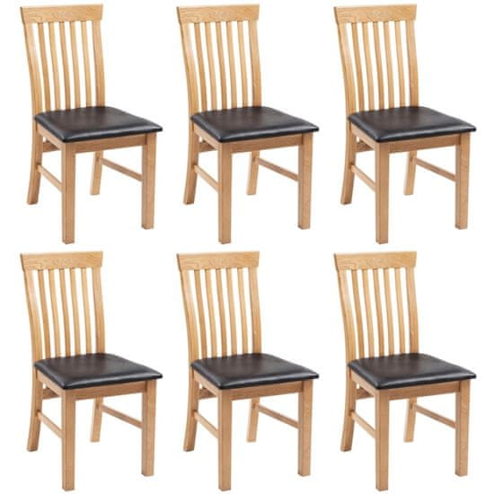 Petromila vidaXL Jedálenské stoličky 6 ks, dubový masív a umelá koža