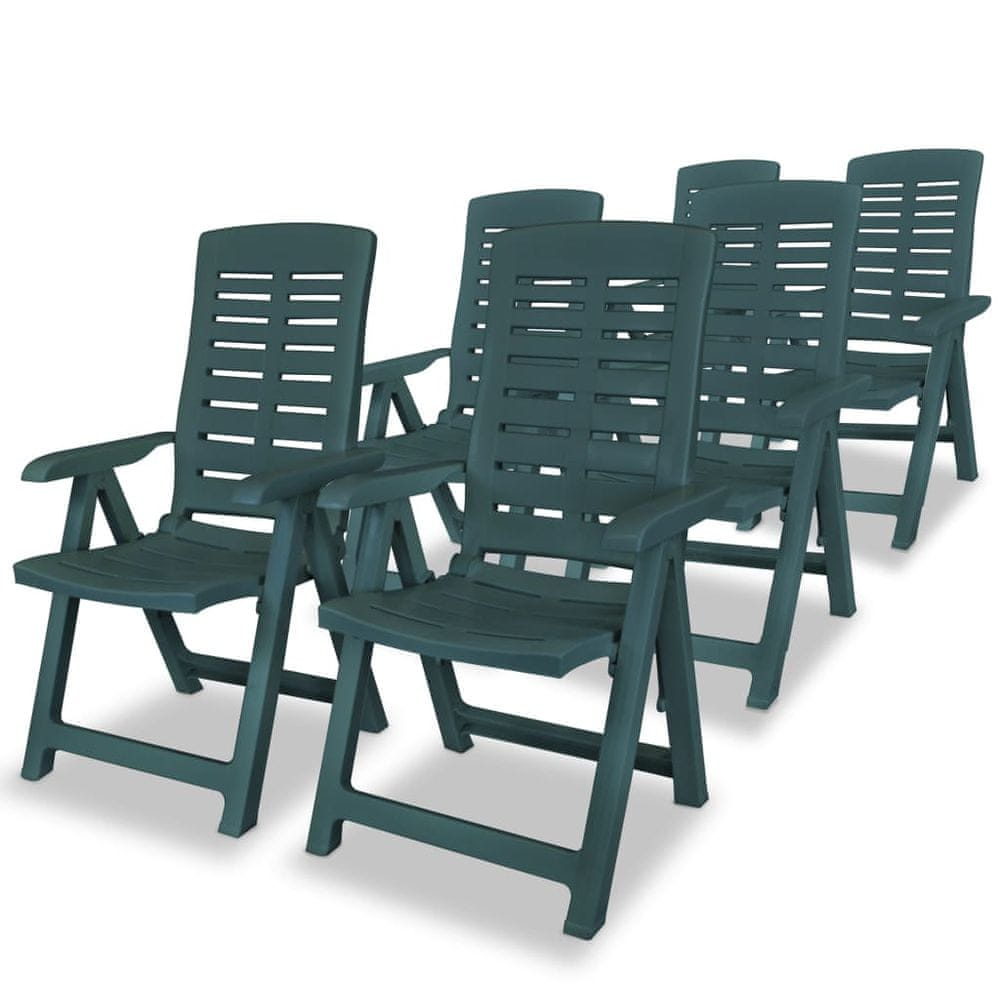 Petromila vidaXL Sklápacie záhradné stoličky 6 ks, plast, zelené