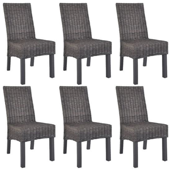 Vidaxl Jedálenské stoličky 6 ks, hnedé, kubu ratan a mangové drevo