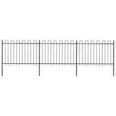 Vidaxl Záhradný plot s oblúkovým zakončením, oceľ 5,1x1,2 m, čierny