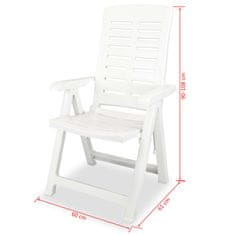 Vidaxl Sklápacie záhradné stoličky 6 ks, plast, biele