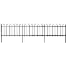 Vidaxl Záhradný plot s oblúkovým zakončením, oceľ 5,1x1 m, čierny