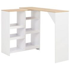 Vidaxl Barový stôl s pohyblivou poličkou, biely 138x39x110 cm