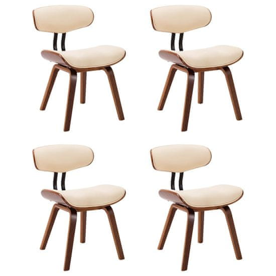 Vidaxl Jedálenské stoličky 4 ks krémové ohýbané drevo a umelá koža