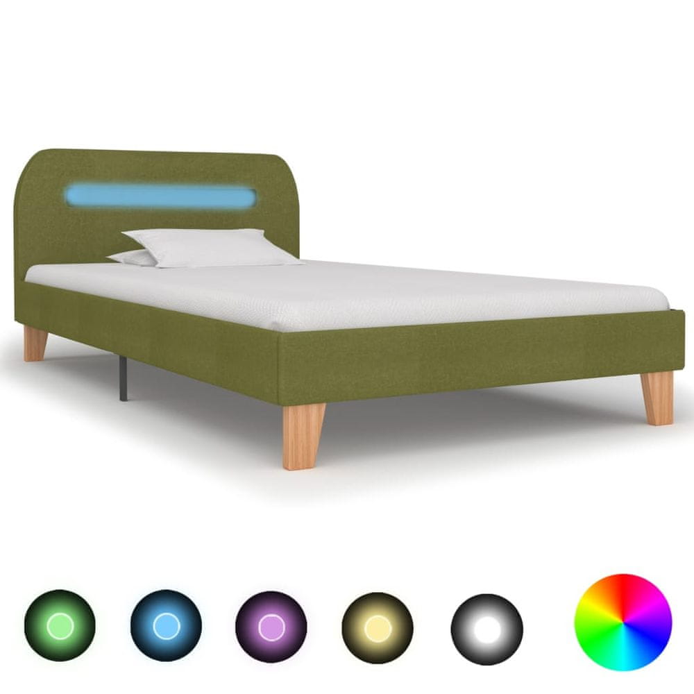 Petromila vidaXL Rám postele s LED svetlom zelený látkový 90x200 cm