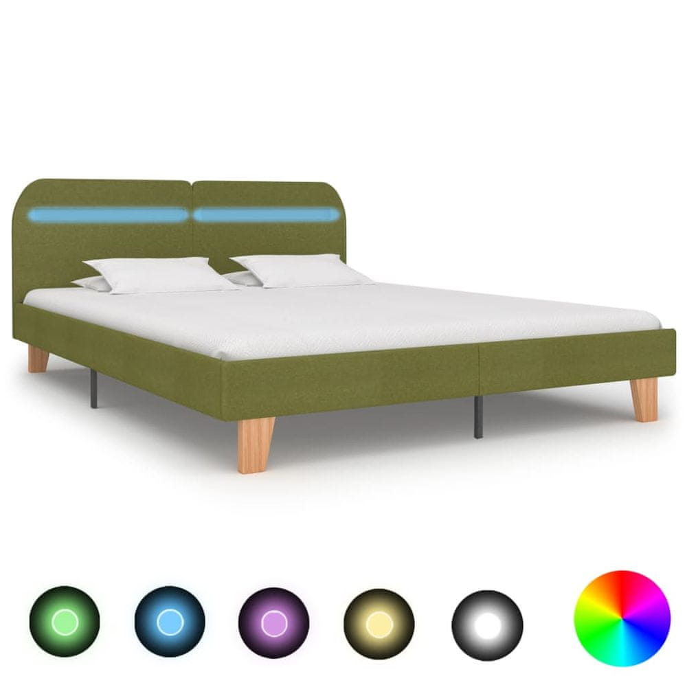 Petromila vidaXL Rám postele s LED svetlom zelený látkový 160x200 cm