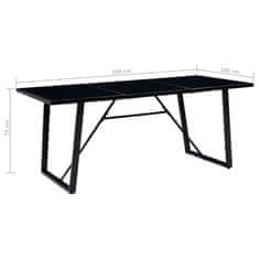Vidaxl Jedálenský stôl, čierny 200x100x75 cm, tvrdené sklo