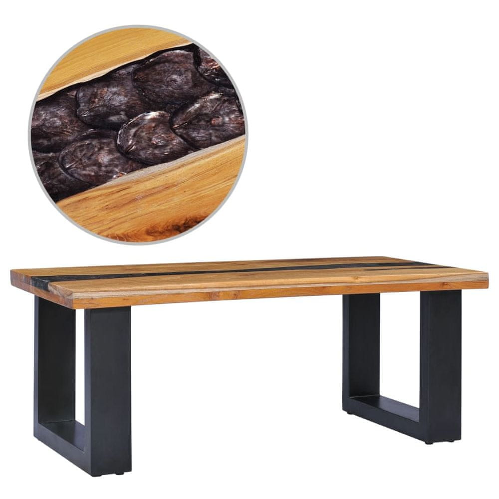 Petromila vidaXL Konferenčný stolík 100x50x40 cm masívne teakové drevo a polyresin