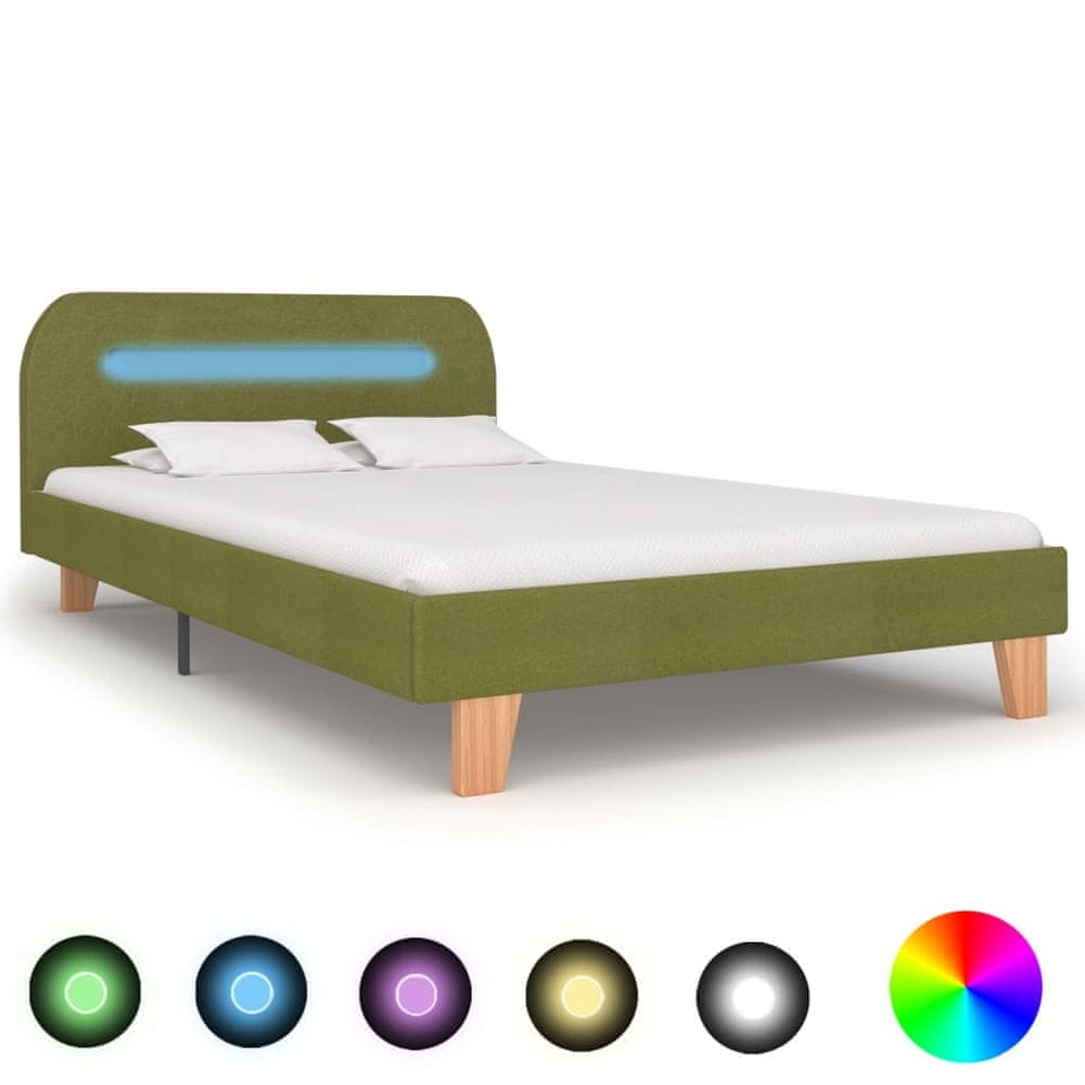 Petromila vidaXL Rám postele s LED svetlom zelený látkový 120x200 cm