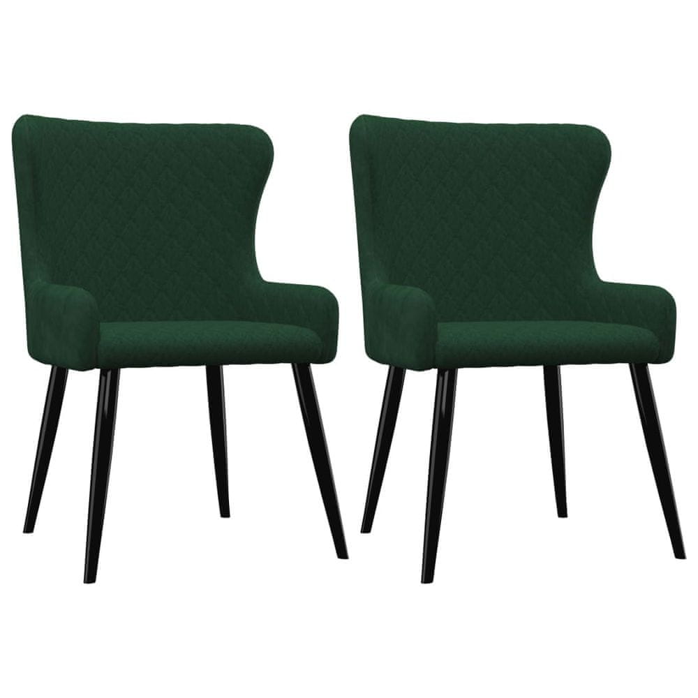 Vidaxl Jedálenské stoličky 2 ks, zelené, zamat