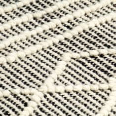 Vidaxl Ručne tkaný koberec, vlna 140x200 cm, čierny/biely