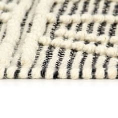 Vidaxl Ručne tkaný koberec, vlna 140x200 cm, čierny/biely