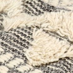 Vidaxl Ručne tkaný koberec, vlna 140x200 cm, biely/sivý/čierny/hnedý