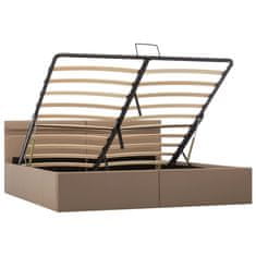 Vidaxl Hydraulický posteľný rám+úložný priestor, LED, umelá koža 160x200 cm