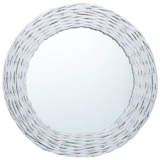 Vidaxl Zrkadlo, biele 50 cm, prútie