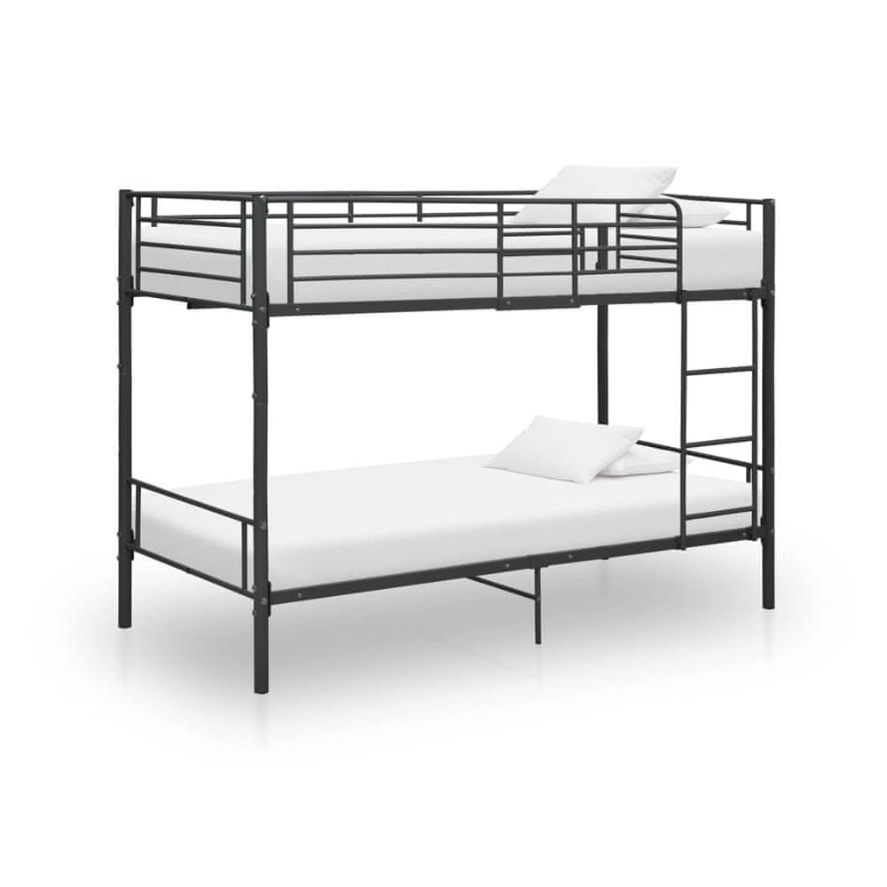 Vidaxl Poschodová posteľ čierna kovová 90x200 cm