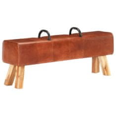 Vidaxl Vintage lavica v tvare gymnastickej kozy s rúčkami pravá kozia koža