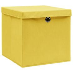 shumee Úložné boxy s vrchnákmi 10 ks žlté 32x32x32 cm látkové